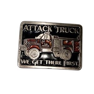 Vintage Fire Rescue Attack Truck Belt Buckle First Responders‎ Firefighters